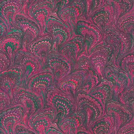 $5 Half Yard - Library of Rarities - Marbled in Wineberry