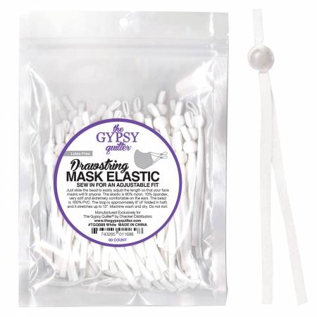 60 pack Drawstring Mask Elastic 8 inch - White