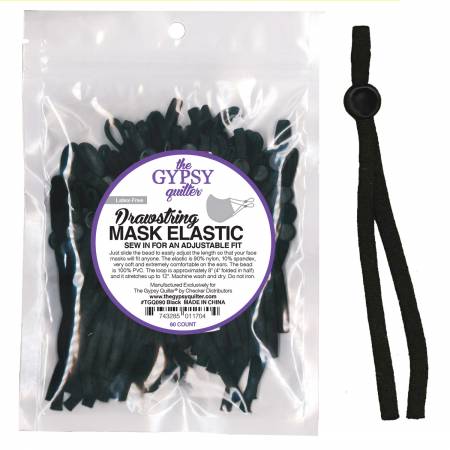 Drawstring Mask Elastic 8 inch - Black