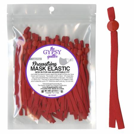 Drawstring Mask Elastic 8 inch - Red