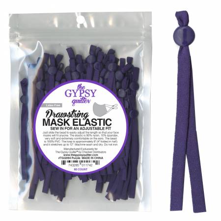 Drawstring Mask Elastic 8 inch - Purple
