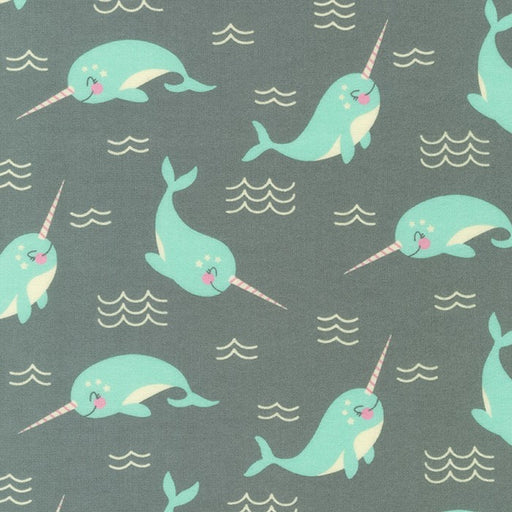 Robert Kaufman Snow Snuggles Flannel, Narwhal in Charcoal
