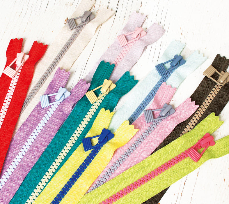 Two-colour Lock Tab Zippers - 30cm Lengths