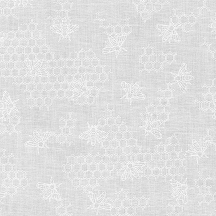 Robert Kaufman Mini-Madness - Bees and Hives - White on White
