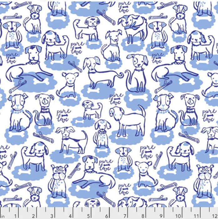 Woof and Wags by Kelli May-Krenz - Bone Clouds in Blue