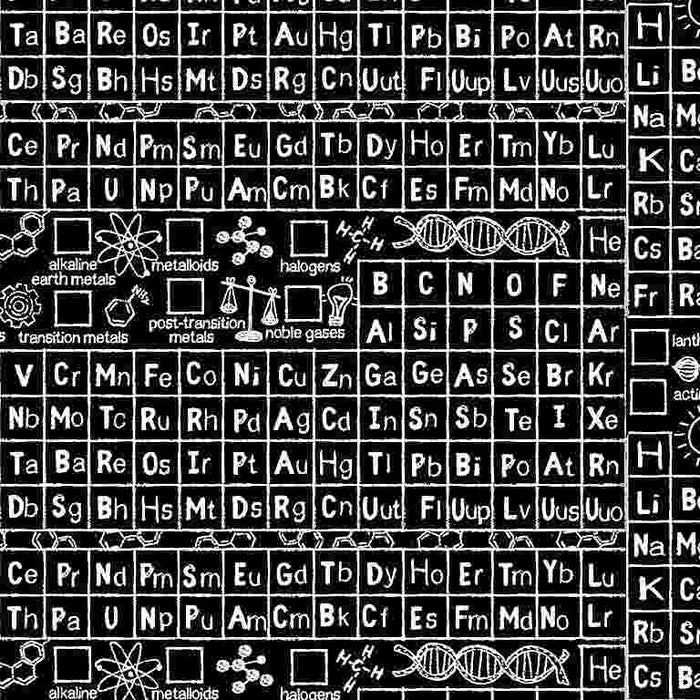 Timeless Treasures Math and Science - Periodic Table in Black