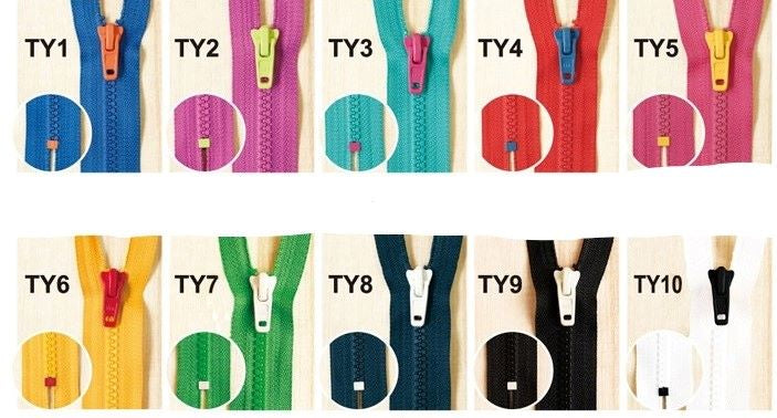 Colourful Zippers - Contrast tab large tooth zipper - Choose your colour