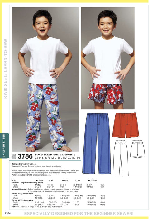 Kwik Sew Sleep pants and boxer shorts pattern