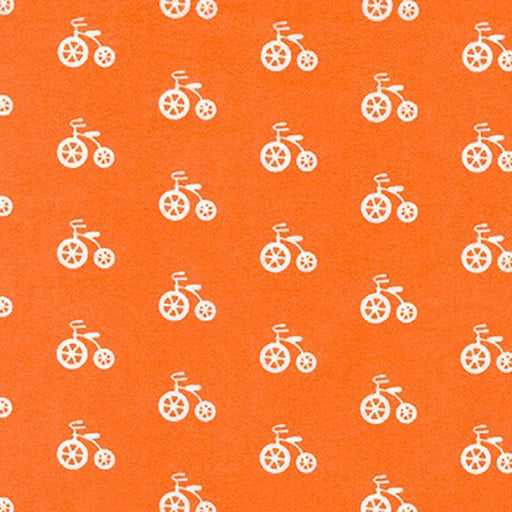 Robert Kaufman Cozy Cotton Flannel - Bicycles in Orange