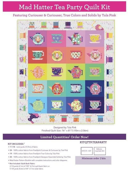 Mad Hatter Tea Party Quilt Kit  - With Tula Pink Curiouser and Curiouser