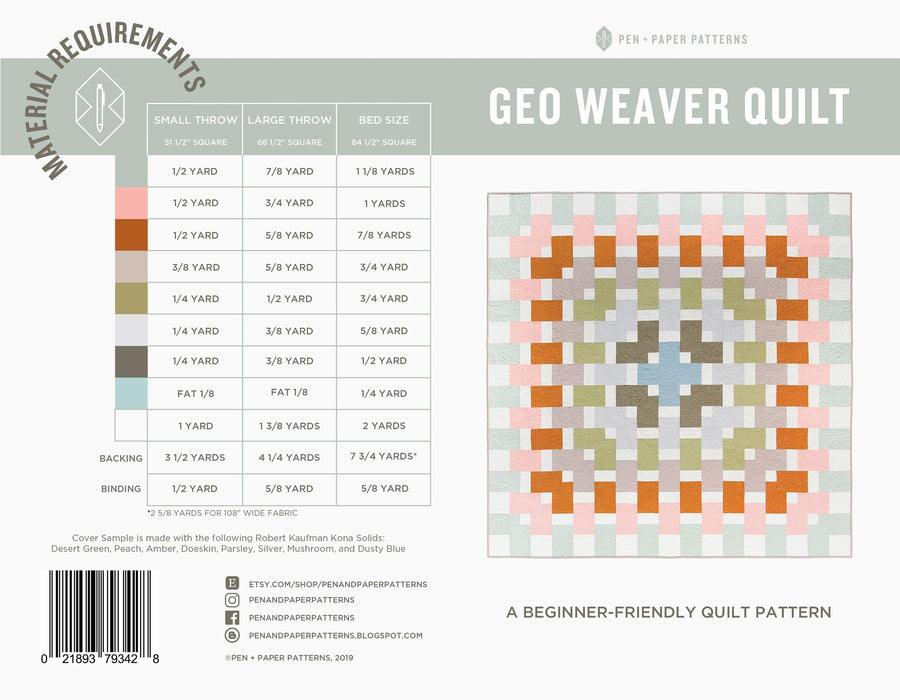 Pen and Paper Quilt Pattern - Geo Weaver