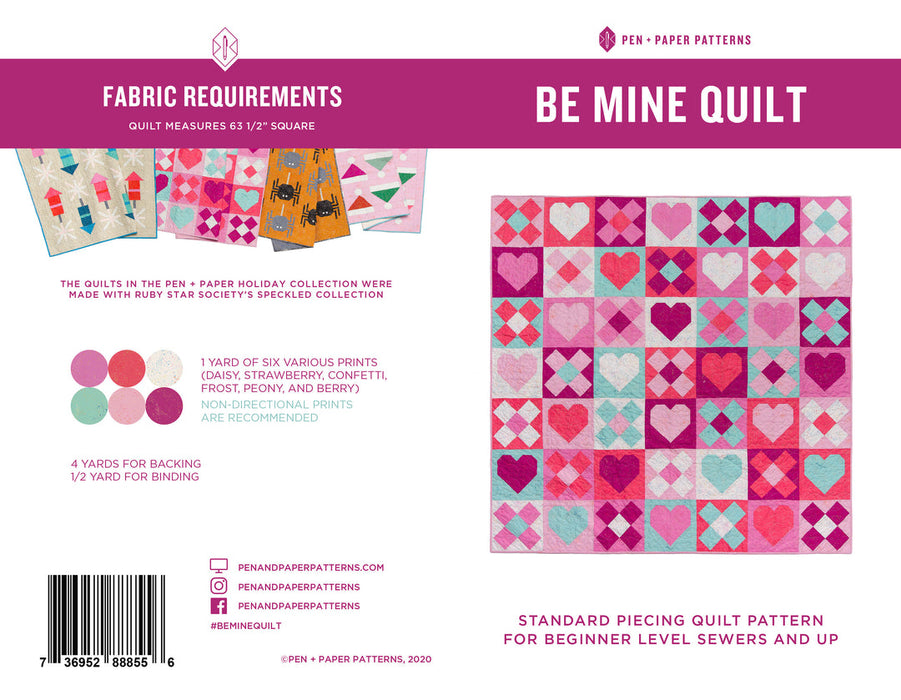 Pen and Paper Quilt Pattern - Be Mine