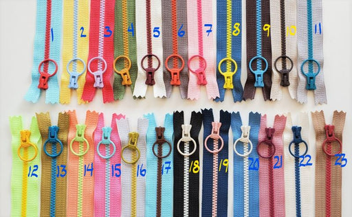 Two-colour Circle Tab Zippers 20 cm from Japan