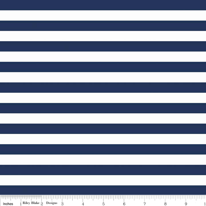 Half Inch Stripe Cotton Knit - Navy