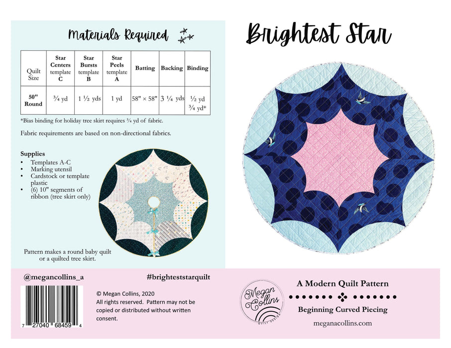 Megan Collins Quilt Design Pattern - Brightest Star - Quilt or Tree Skirt