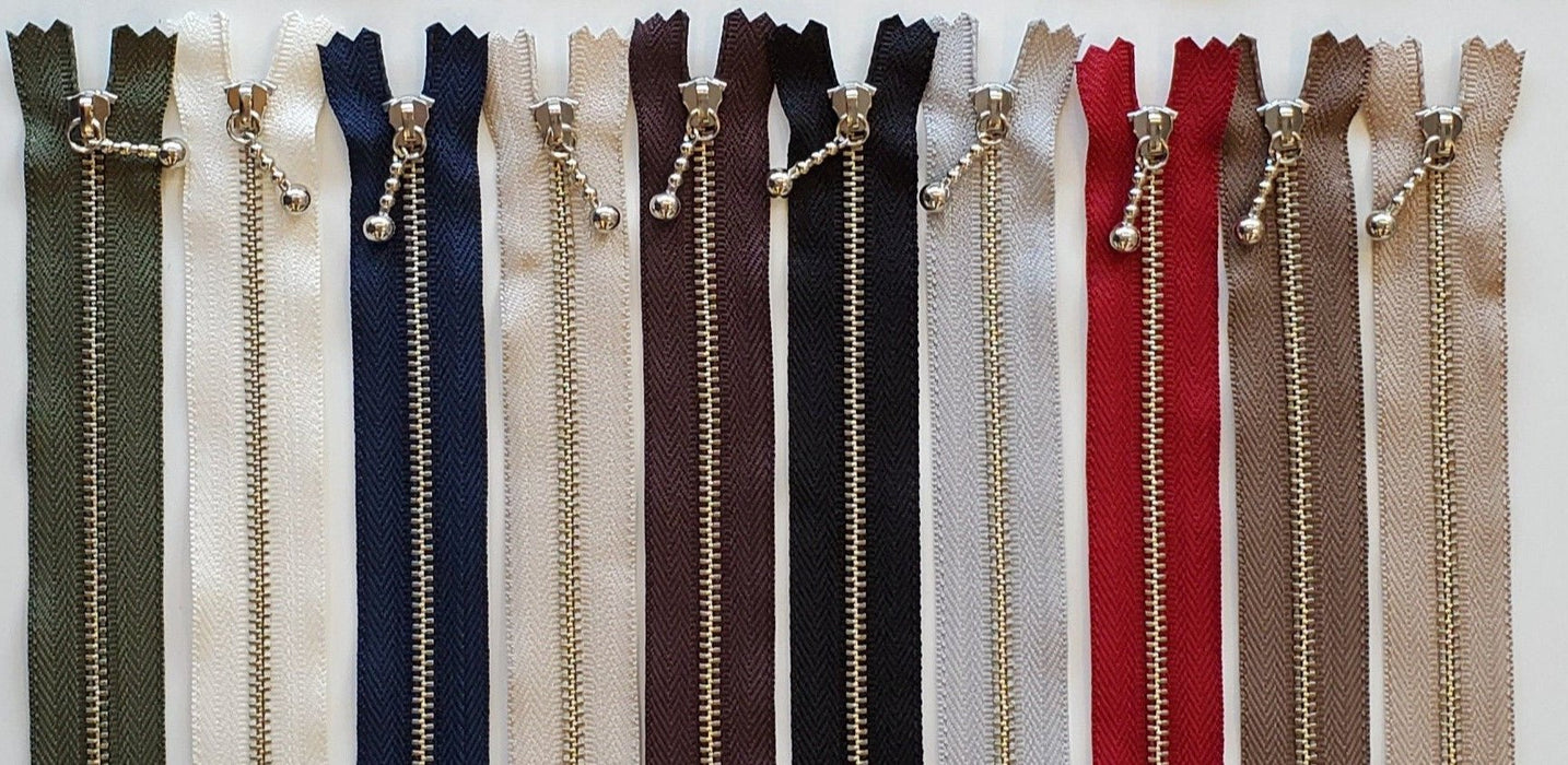 Ball Pull Zippers - Silver tab, 20cm - Choose Your Colour